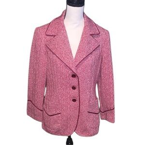 Jack Winter Vintage Red Herringbone Blazer 3 Button Double Knit